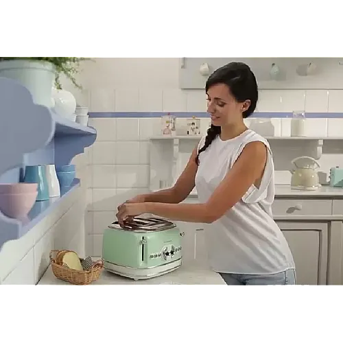 Prajitor de paine Ariete, 0156 Vintage, 1600 W, 4 Felii, crem/green