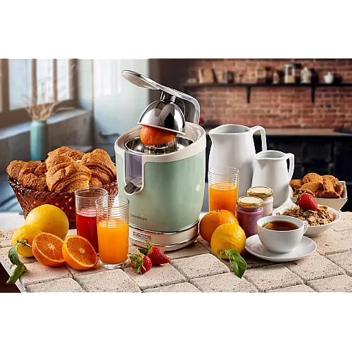 Storcator De Citrice Ariete 0413 Crem/ Verde, Putere 85W, Inox, Cu Maner, Spremiagrumi Vintage