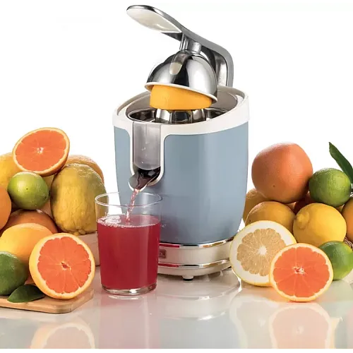Storcator De Citrice Ariete 0413 Crem/ Bleu, Putere 85W, Inox, Cu Maner, Spremiagrumi Vintage