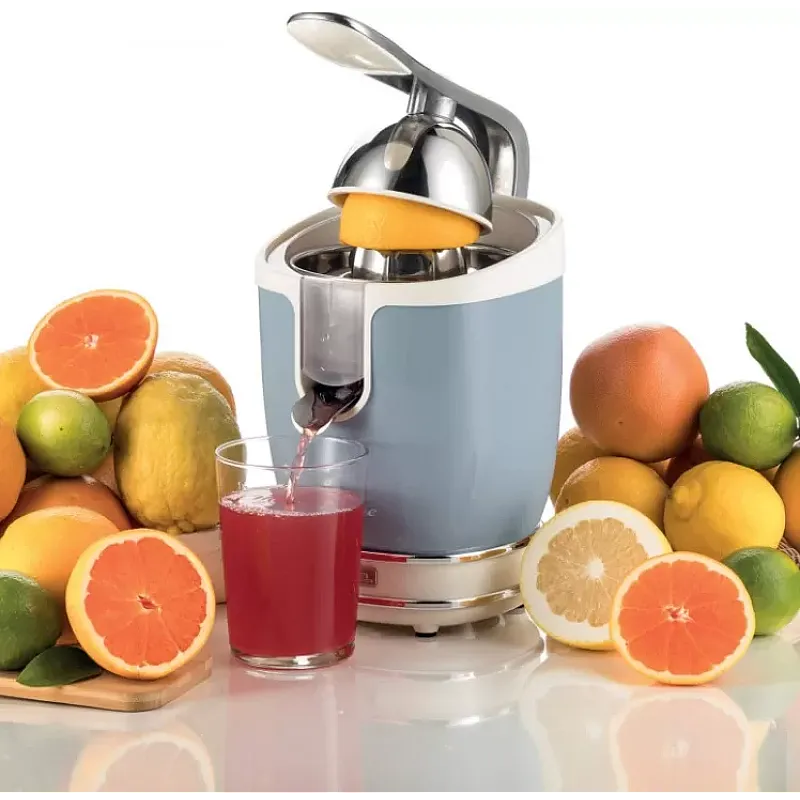 Storcator De Citrice Ariete 0413 Crem/ Bleu, Putere 85W, Inox, Cu Maner, Spremiagrumi Vintage