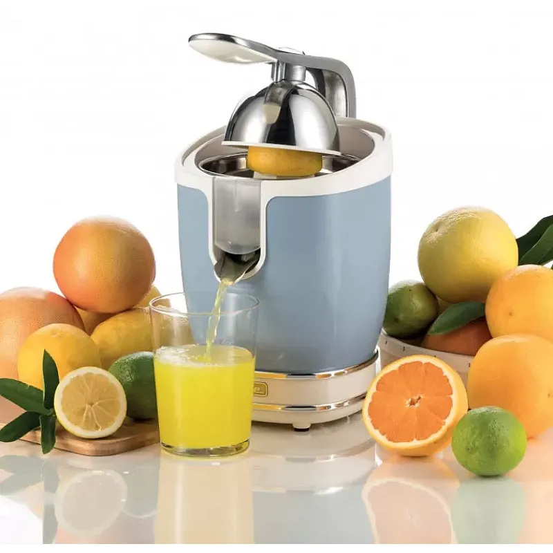 Storcator De Citrice Ariete 0413 Crem/ Bleu, Putere 85W, Inox, Cu Maner, Spremiagrumi Vintage