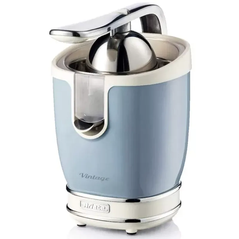 Storcator De Citrice Ariete 0413 Crem/ Bleu, Putere 85W, Inox, Cu Maner, Spremiagrumi Vintage