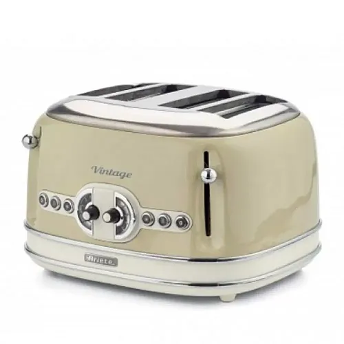 Prajitor de paine Ariete, 0156 Vintage, 1600 W, 4 Felii, crem/beige