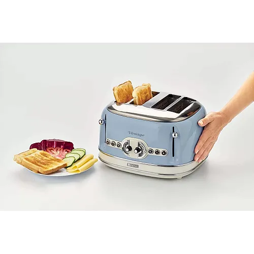 Prajitor de paine Ariete, 0156 Vintage, 1600 W, 4 Felii, crem/blue